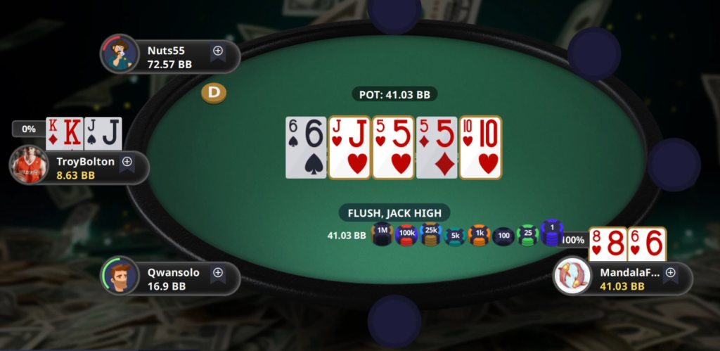 MandalaFish hitting flush on the river